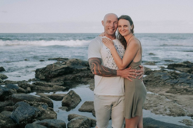 Sunshine Coast engagement photo on rocks