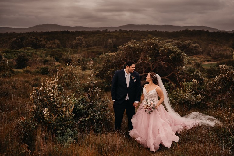 Emerald beach headland wedding photos