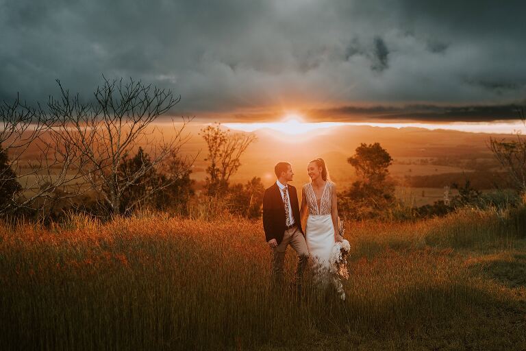 sunset at Mount Quincan wedding